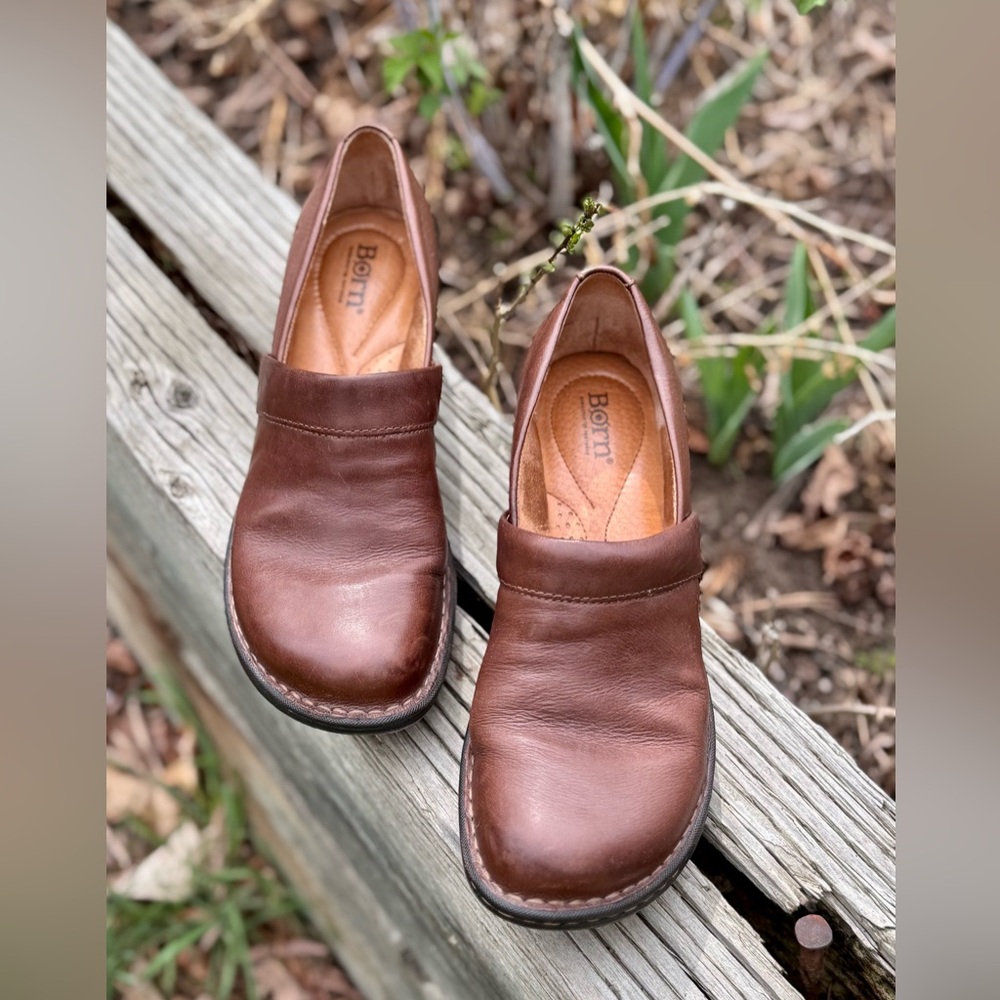 Born Women’s TOBY DUO Slip On Brown Leather Shoes Size 8.5M - Picture 3 of 12